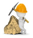 3d small people - miner next to a big gold nugget Royalty Free Stock Photo