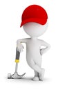 3d small people - repairman leaned on a hammer