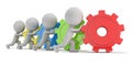 3d small people - team with gears Royalty Free Stock Photo