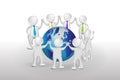 3d Small People Teamwork around world logo Royalty Free Stock Photo