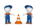 3d small people and traffic cone Royalty Free Stock Photo