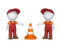 3d small people and traffic cone Royalty Free Stock Photo