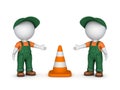 3d small people and traffic cone Royalty Free Stock Photo