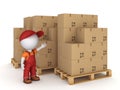 3d small person and carton boxes. Royalty Free Stock Photo