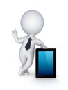 3d small person with modern tablet PC.