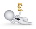 3d small person with sign of pound sterling. Royalty Free Stock Photo