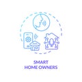 2D smart home owners gradient icon concept