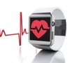 3d smart watch with red health icon.