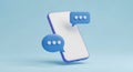 3D Smartphone with Chat Bubbles Messaging Communication Royalty Free Stock Photo