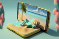 3d Smartphone. Summer and vacation concept