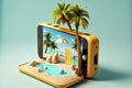 3d Smartphone. Summer and vacation concept