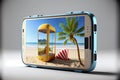 3d Smartphone. Summer and vacation concept