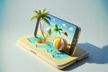 3d Smartphone. Summer and vacation concept