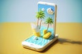 3d Smartphone. Summer and vacation concept