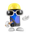 3d Smartphone works in construction Royalty Free Stock Photo