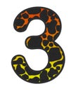 3D Snake Orange-Yellow print Number 3, animal skin fur creative decorative clothes, Sexy Fabric colorful isolated in white bg.