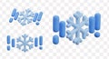 3D snowflake with drops. Icon of snowfall, snow with rain, slush