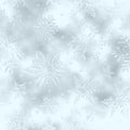 3d snowflakes silver metallic effect. Winter foil seamless pattern. Marble blue background. Glitter silver texture. Falling scatte Royalty Free Stock Photo