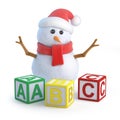 3d Snowman learns his alphabet