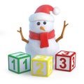 3d Snowman learns to count