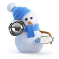 3d Snowman offers silver service Royalty Free Stock Photo