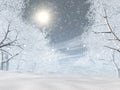 3D snowy winter landscape