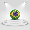 3d soccer ball with brazil flag