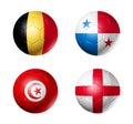 Russia football 2018 group G flags on soccer balls