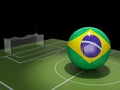 3d Soccer field and Brazil ball.