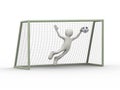 3d soccer football goal keeper making diving save Royalty Free Stock Photo