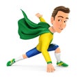 3d soccer player yellow jersey landing on floor