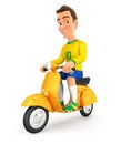 3d soccer player yellow jersey riding scooter