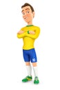 3d soccer player yellow jersey standing with arms crossed