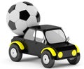 3D socer ball in a black car Royalty Free Stock Photo