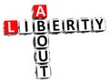 3D About Social Liberty Life Crossword cube words Royalty Free Stock Photo