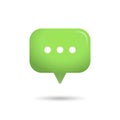 3D social media notification, speech bubble with three dots, ellipsis. Button on white background