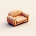 3D sofa icon illustration, isolated against a solid color background