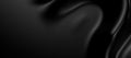 3d soft black waves background. Dark silk crumples. Elegant minimalistic satin ripples backdrop. 3d render illustration