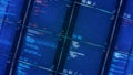 3d software base with codes. Animation. Projection of software with database in 3d cells. Futuristic animation with Royalty Free Stock Photo