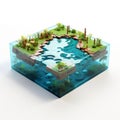 3d Solid Model Of Tranquil Gardenscapes Lagoon