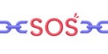 3D SOS Emergency text. Emergency alarm. Broken chain. SOS help service. Royalty Free Stock Photo