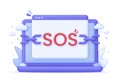 3D SOS Emergency text on Computer. Emergency alarm. Broken chain. SOS help service. Royalty Free Stock Photo