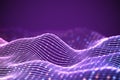 3D Sound waves with colored dots. Big data abstract visualization. Royalty Free Stock Photo
