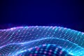 3D Sound waves with colored dots. Big data abstract visualization. Royalty Free Stock Photo