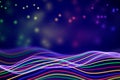 3D Sound waves with floating particles. Data abstract visualization. Royalty Free Stock Photo