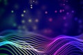 3D Sound waves with floating particles. Data abstract visualization. Royalty Free Stock Photo