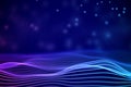 3D Sound waves with floating particles. Data abstract visualization. Royalty Free Stock Photo