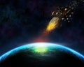 3D space background with meteorite