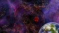 3d space planet nebula scene