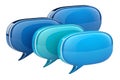 3D speech blue bubble set, shiny collection 3d rendering, isolated on white background-generated by ai Royalty Free Stock Photo